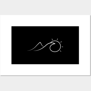 Sun Mountain Wave Minimal Line for Nature Lovers & Travelers Posters and Art